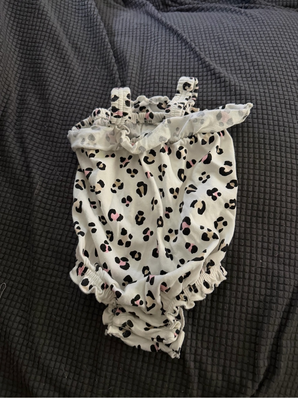 Baby Girls White Leopard Print Romper with Pink Accents